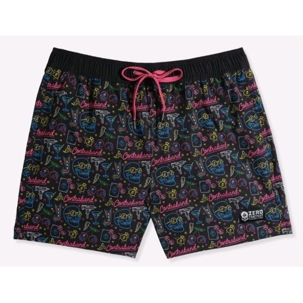 New Zero Foxtrot Swim Boardshorts Trunks Men XL Surf Beach Military Grunge Skull